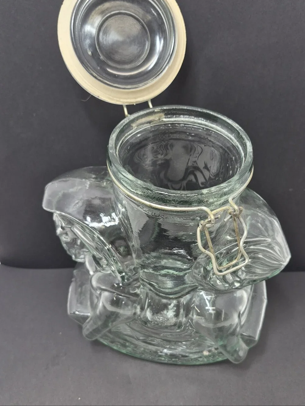 Large Vintage Glass Rocking Horse Hinged Jar